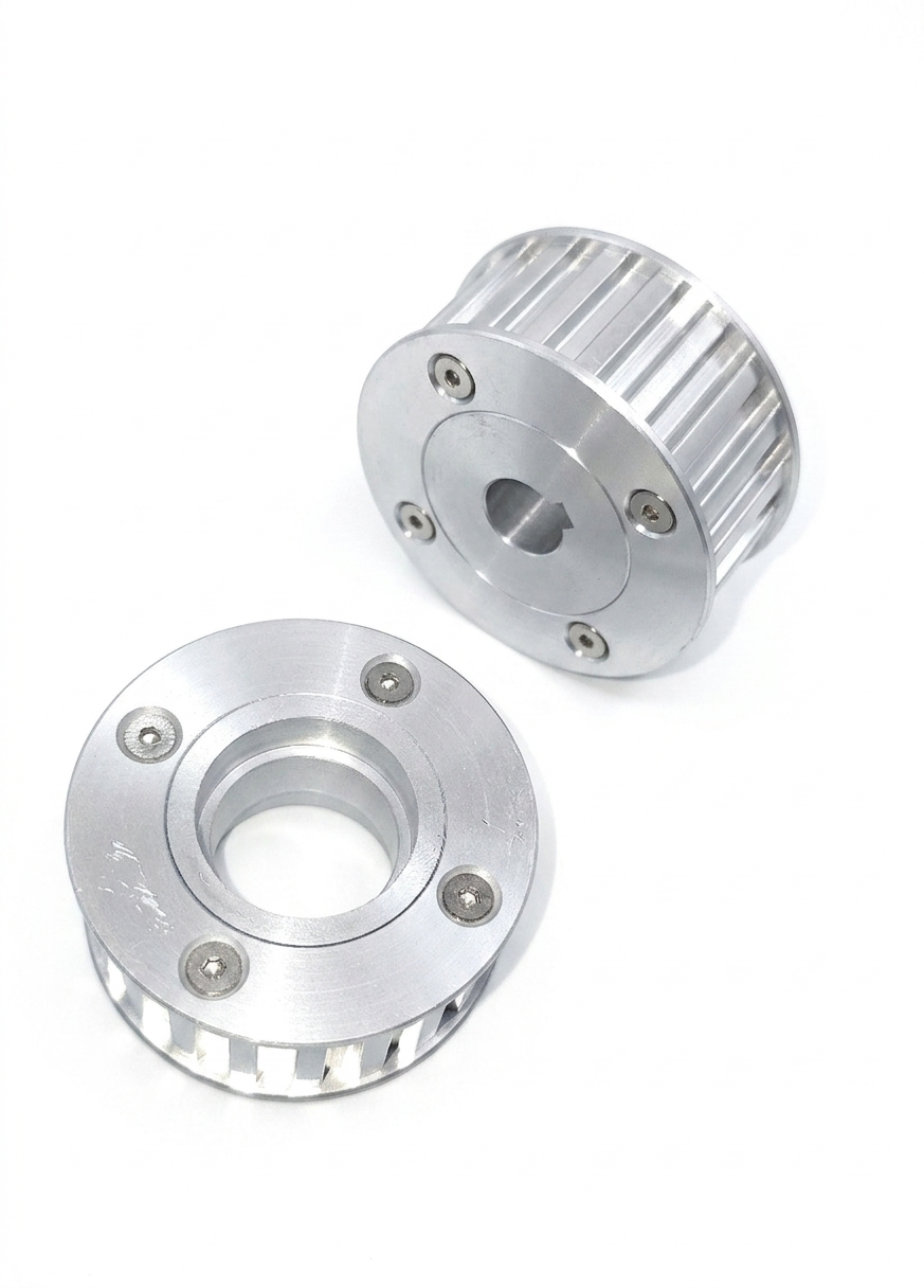 POLEA SINCRÓNICA MOTRIZ CONDUCIDA 21 DIENTES ANCHO INTERNO 25MM DIAMETRO 65MM (JUEGO)