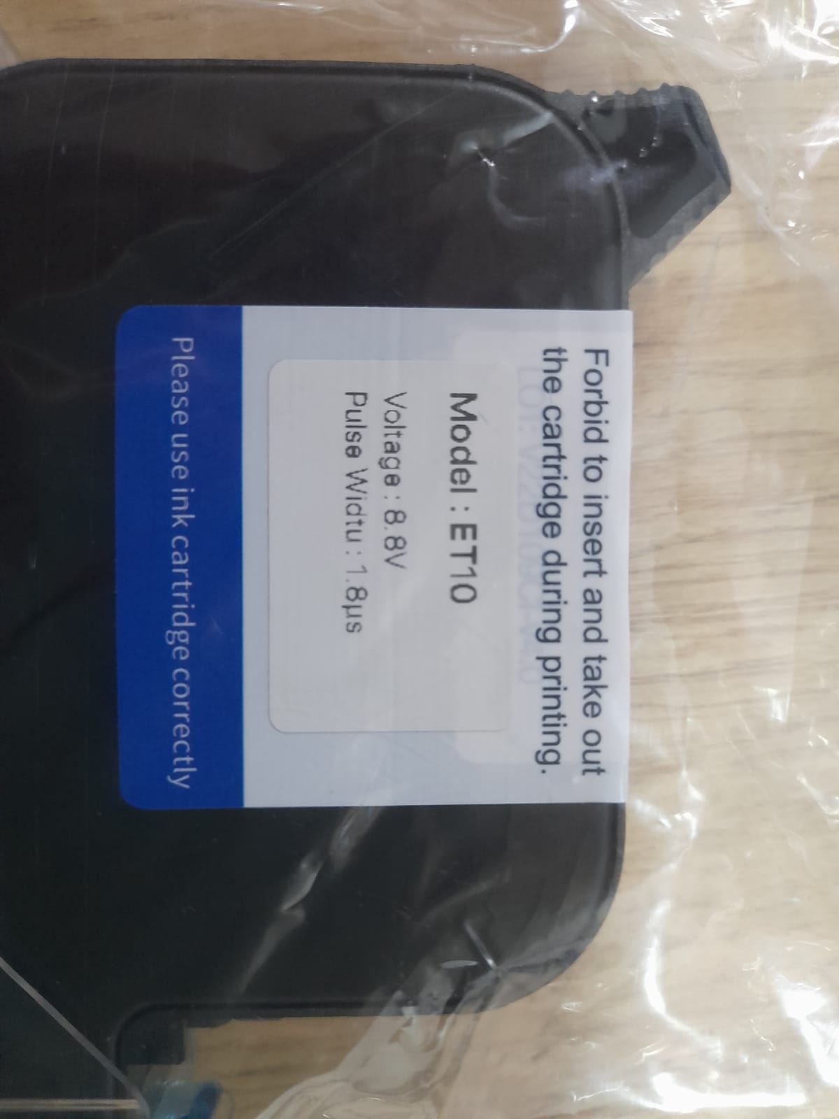 Cartucho negro para INKJET 12.7 mm ET10