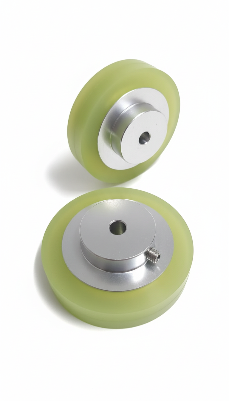 Rueda de Goma Amarilla con Base para Encoder